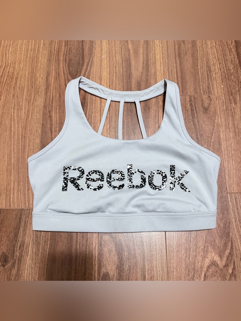 Reebok Strappy Back Sports Bra Gray Medium